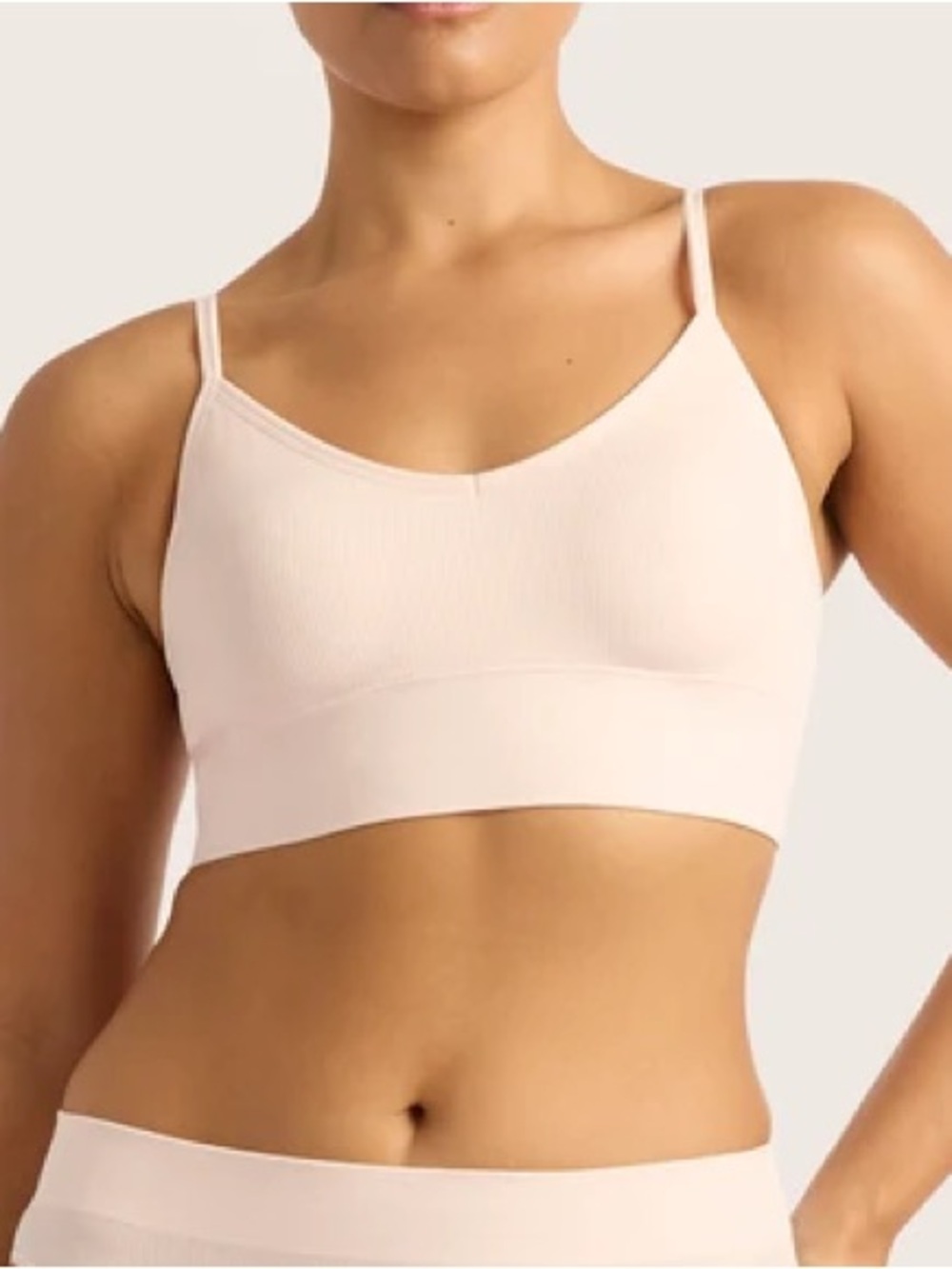 Lucky Brand Soft Blush Ribbed Bralette Sz L- Women Intimates